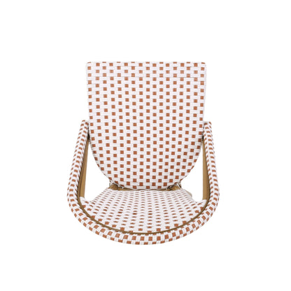 Outdoor PE Rattan and Aluminum French Bistro Chairs Set of 2 Rusted Red & White Bamboo Print Finish - 1st Choice Furniture Direct