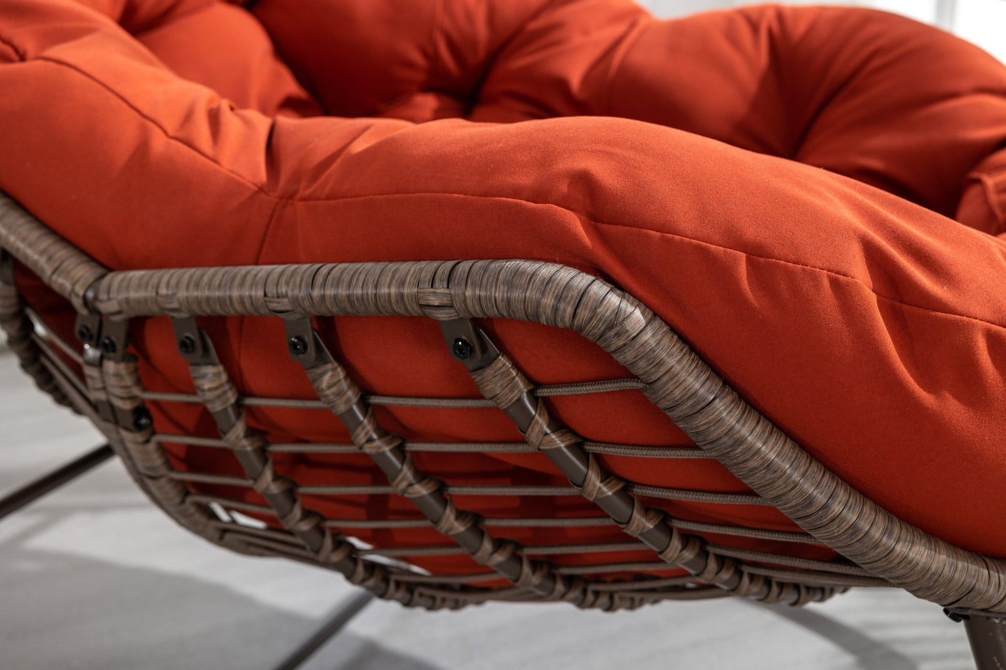 Outdoor Rattan Rocking Chair,Padded Cushion Rocker Recliner Chair Outdoor for Front Porch, Living Room, Patio, Garden, Orange - 1st Choice Furniture Direct