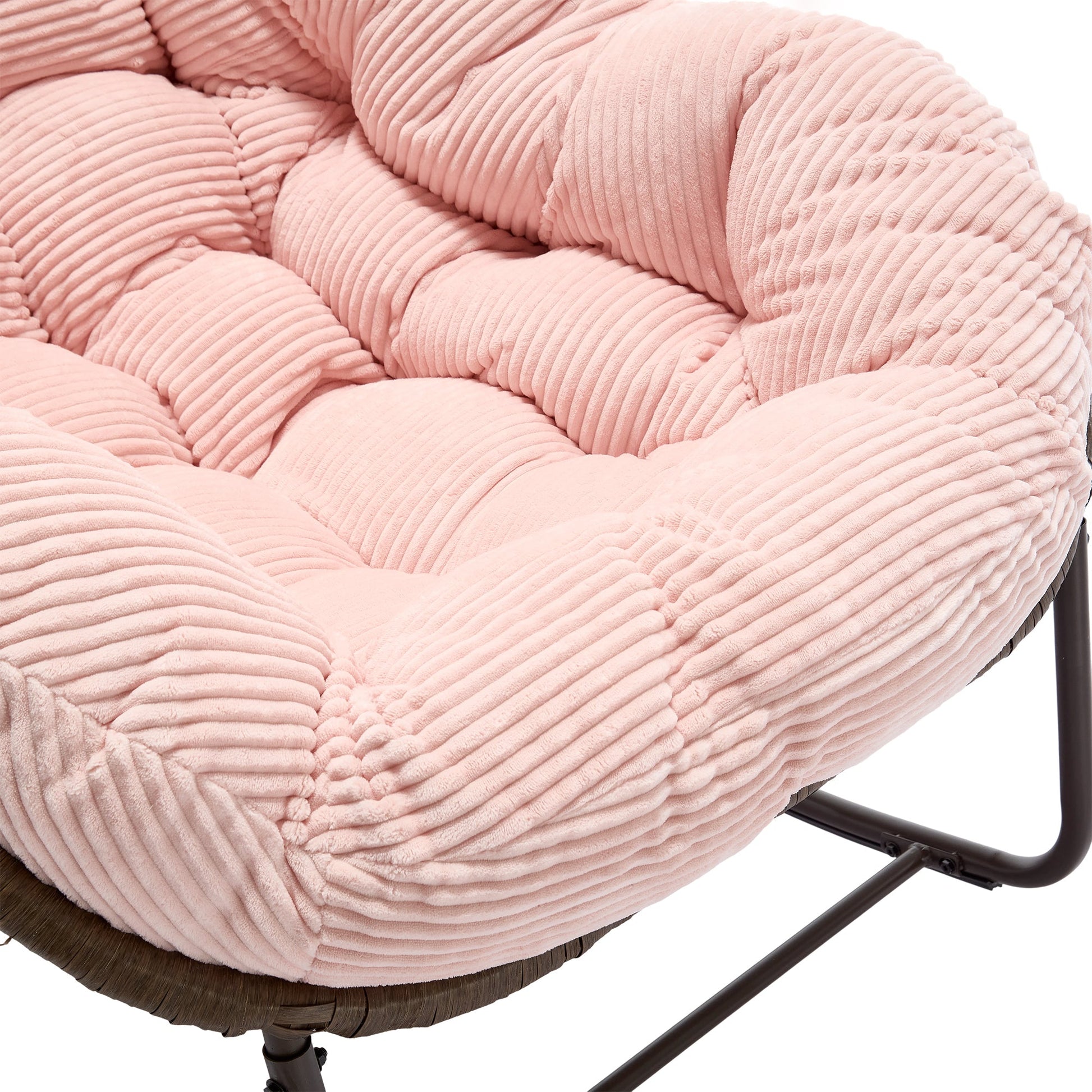 Outdoor Rattan Rocking Chair,Padded Cushion Rocker Recliner Chair Outdoor for Front Porch, Living Room, Patio, Garden, Pink - 1st Choice Furniture Direct