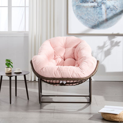 Outdoor Rattan Rocking Chair,Padded Cushion Rocker Recliner Chair Outdoor for Front Porch, Living Room, Patio, Garden, Pink - 1st Choice Furniture Direct