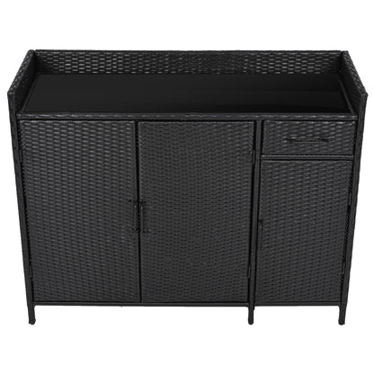 Outdoor Rattan Storage Cabinet with Glass Top | 3 Door Patio Buffet & Indoor Storage Console - 1st Choice Furniture Direct