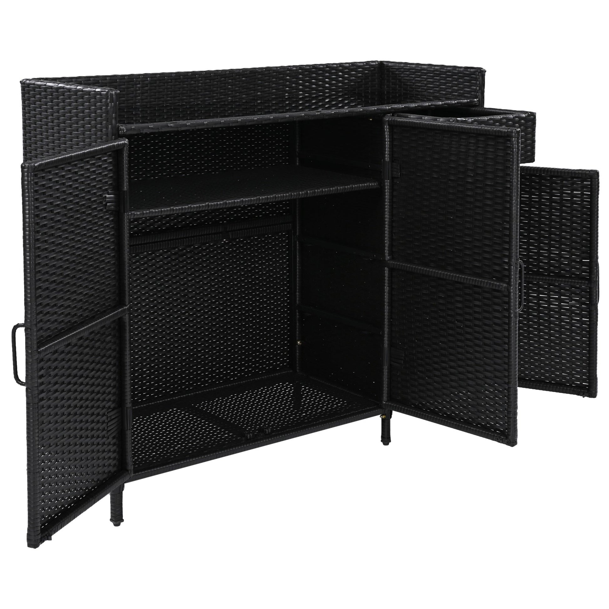 Outdoor Rattan Storage Cabinet with Glass Top | 3 Door Patio Buffet & Indoor Storage Console - 1st Choice Furniture Direct