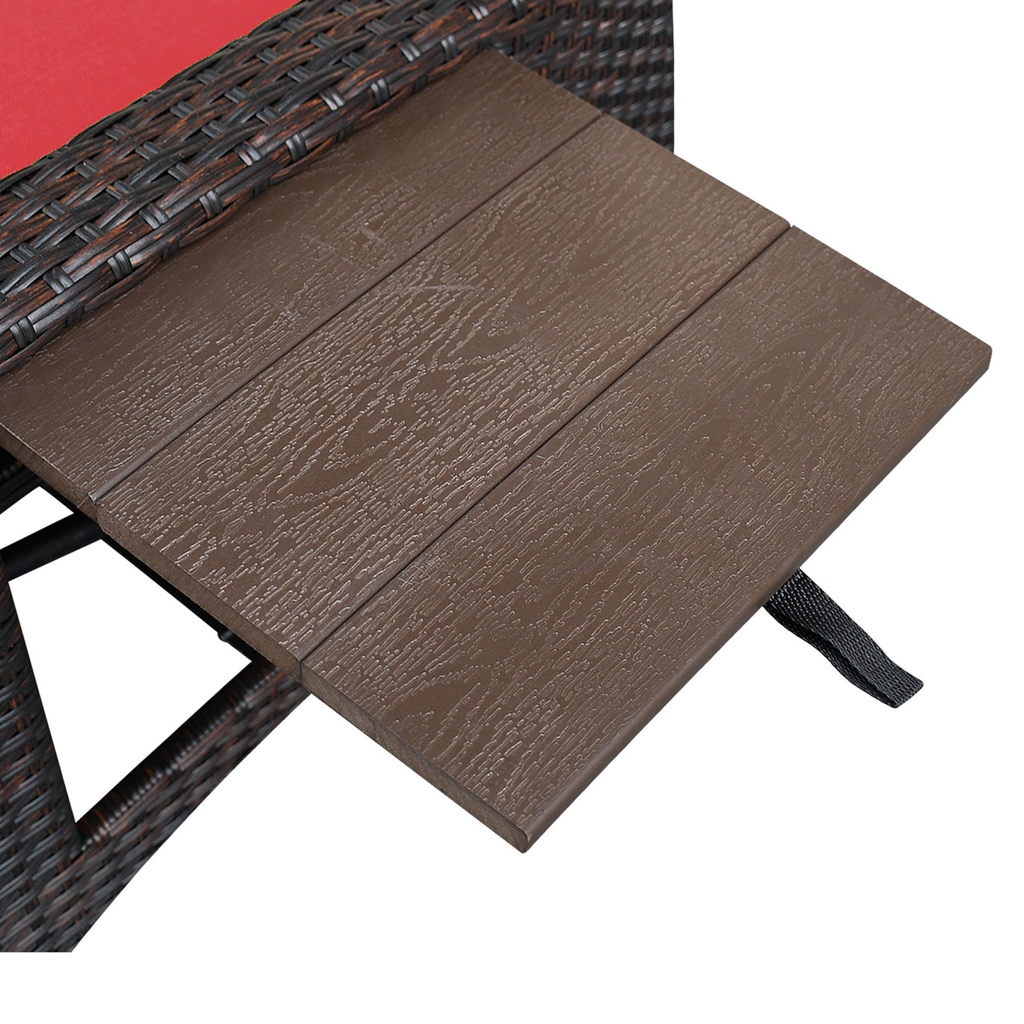 Outdoor Recliner Chair,2 Buckle Adjustment Mechanism Reclining Lounge Chair and Removable Soft Cushion, with Modern Armchair and Ergonomic for Home, Sunbathing or Relaxation (Brown + Red) - 1st Choice Furniture Direct
