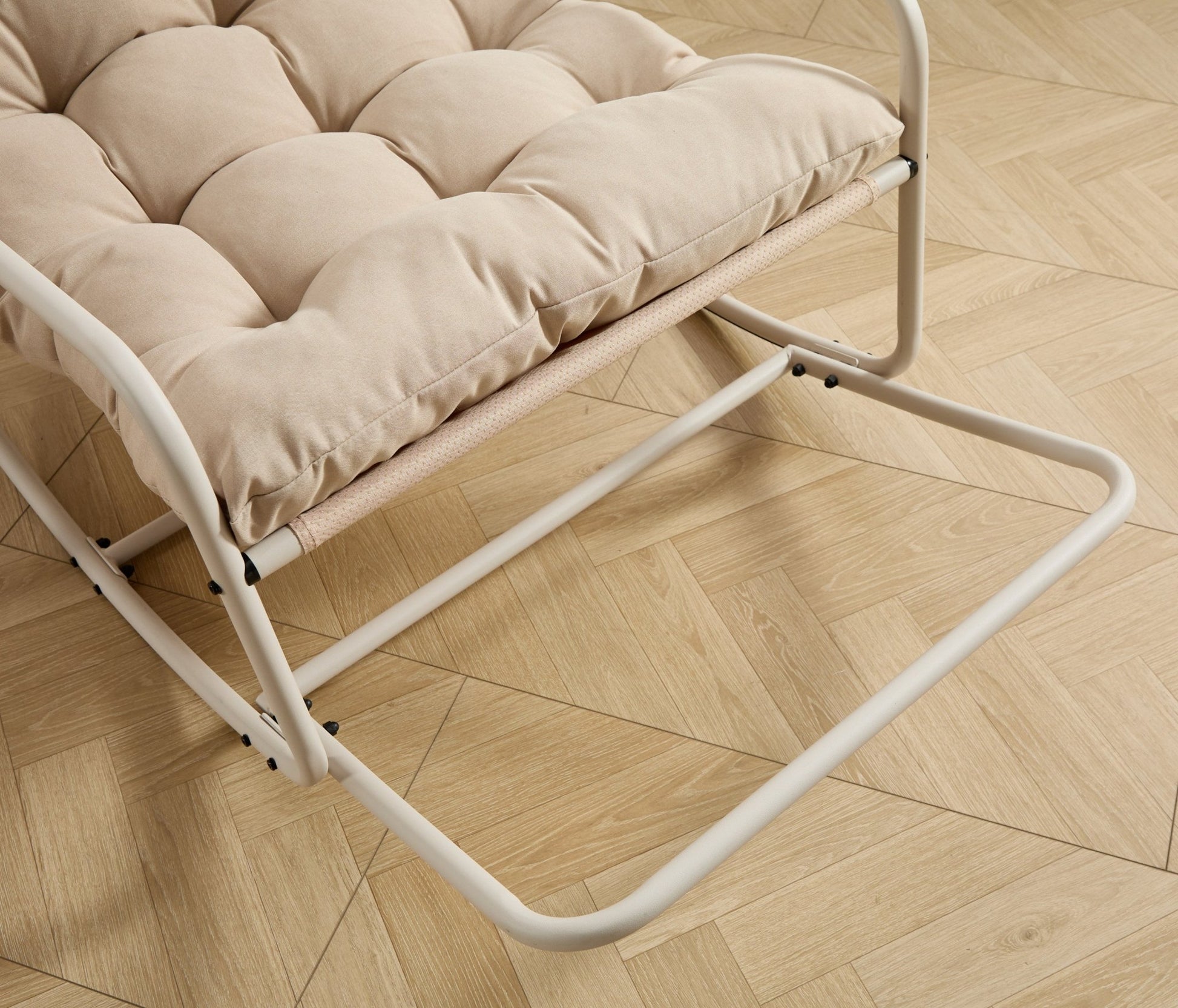 Outdoor Rocking Chair, Comfy Cushion, with Soft Thick Cushion,for Living Room, Bedroom, Reading Room, Beige Frame with Beige Cushion - 1st Choice Furniture Direct