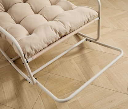 Outdoor Rocking Chair, Comfy Cushion, with Soft Thick Cushion,for Living Room, Bedroom, Reading Room, Beige Frame with Beige Cushion - 1st Choice Furniture Direct