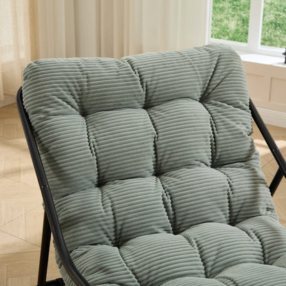 Outdoor Rocking Chair, Comfy Cushion, with Soft Thick Cushion,for Living Room, Bedroom, Reading Room, Black Frame with Light green Cushion - 1st Choice Furniture Direct