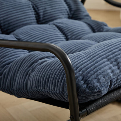 Outdoor Rocking Chair, Comfy Cushion, with Soft Thick Cushion,for Living Room, Bedroom, Reading Room, Black Frame with Navy blue Cushion - 1st Choice Furniture Direct