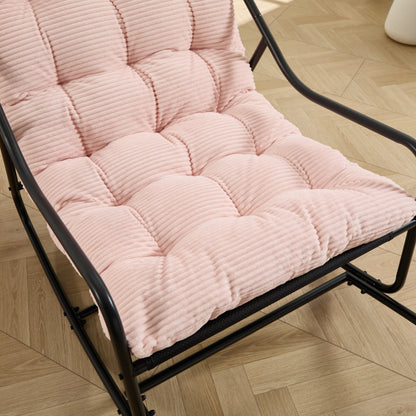 Outdoor Rocking Chair, Comfy Cushion, with Soft Thick Cushion,for Living Room, Bedroom, Reading Room, Black Frame with Pink Cushion - 1st Choice Furniture Direct