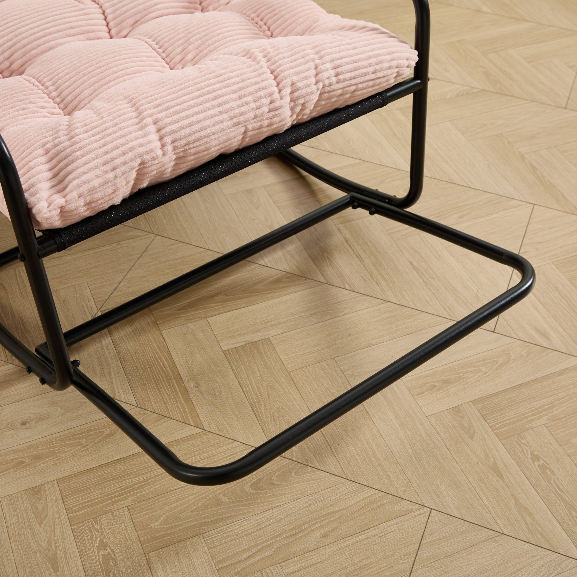 Outdoor Rocking Chair, Comfy Cushion, with Soft Thick Cushion,for Living Room, Bedroom, Reading Room, Black Frame with Pink Cushion - 1st Choice Furniture Direct