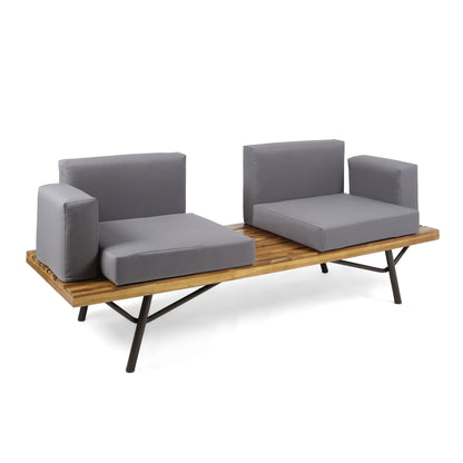 Outdoor Sofa with Cushions and Iron Legs, Dark Grey - 1st Choice Furniture Direct