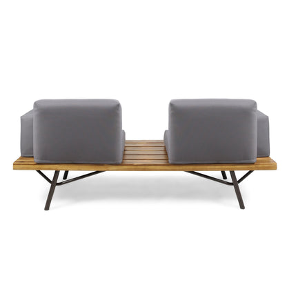 Outdoor Sofa with Cushions and Iron Legs, Dark Grey - 1st Choice Furniture Direct