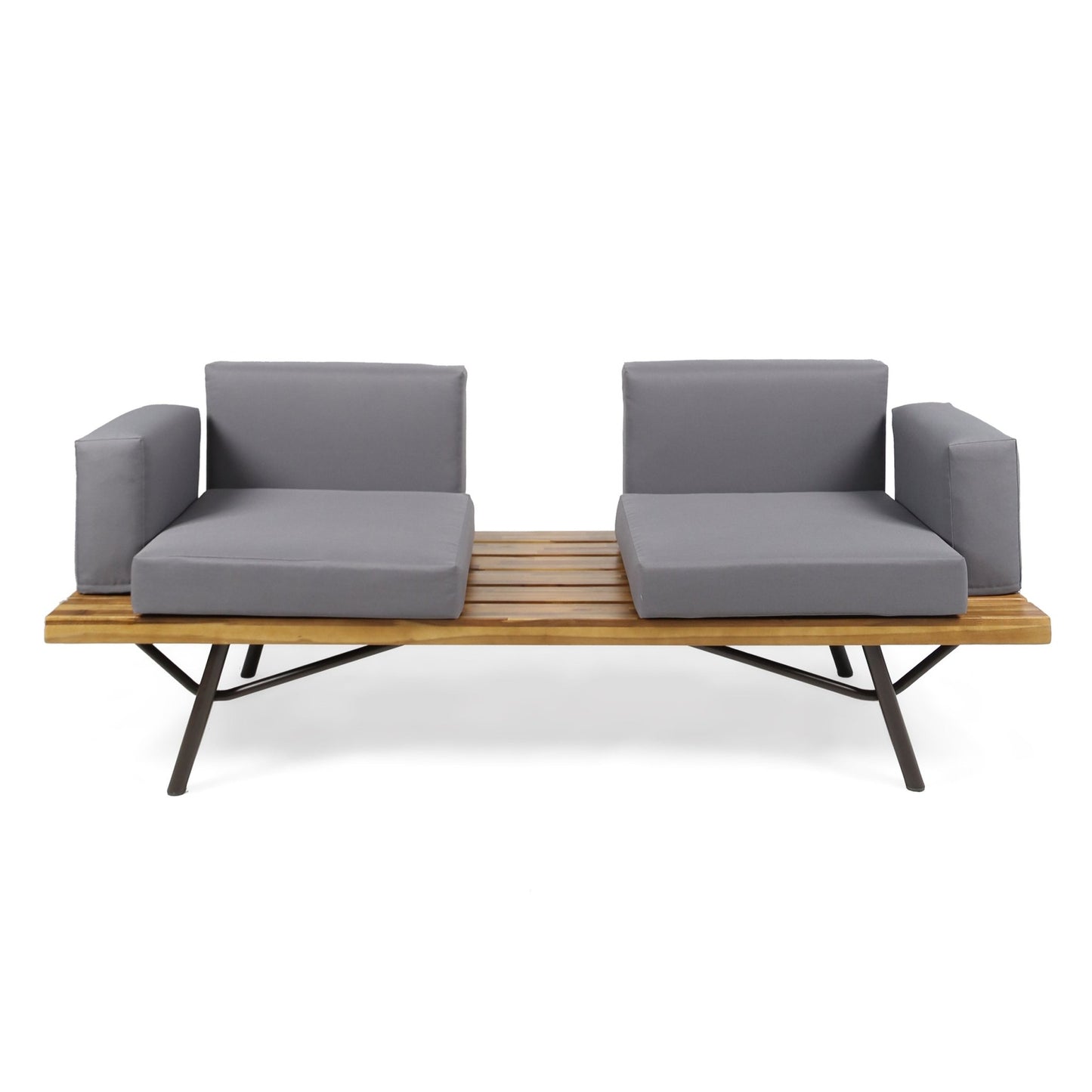 Outdoor Sofa with Cushions and Iron Legs, Dark Grey - 1st Choice Furniture Direct