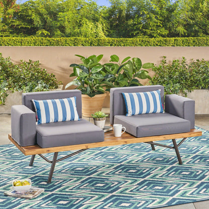 Outdoor Sofa with Cushions and Iron Legs, Dark Grey - 1st Choice Furniture Direct