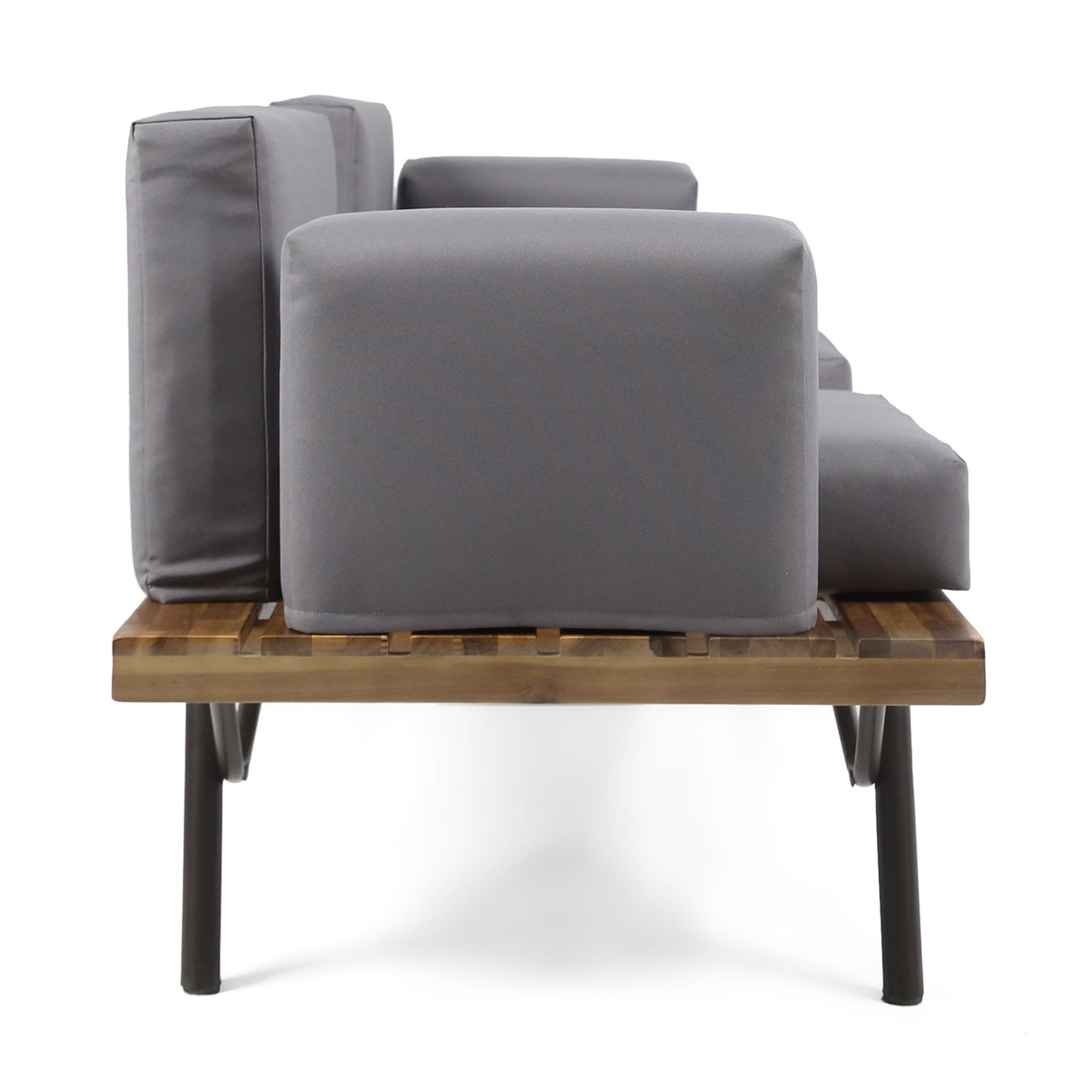 Outdoor Sofa with Cushions and Iron Legs, Dark Grey - 1st Choice Furniture Direct