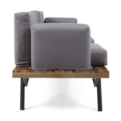 Outdoor Sofa with Cushions and Iron Legs, Dark Grey - 1st Choice Furniture Direct
