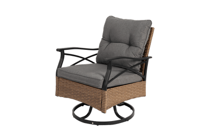 Outdoor Swivel Rocker Chairs Set 3 Piece with 1 Table and 2 Rocking & Swivel Chairs Support 350lbs Brown Wicker Outdoor Furniture Patio Conversation Set - 1st Choice Furniture Direct