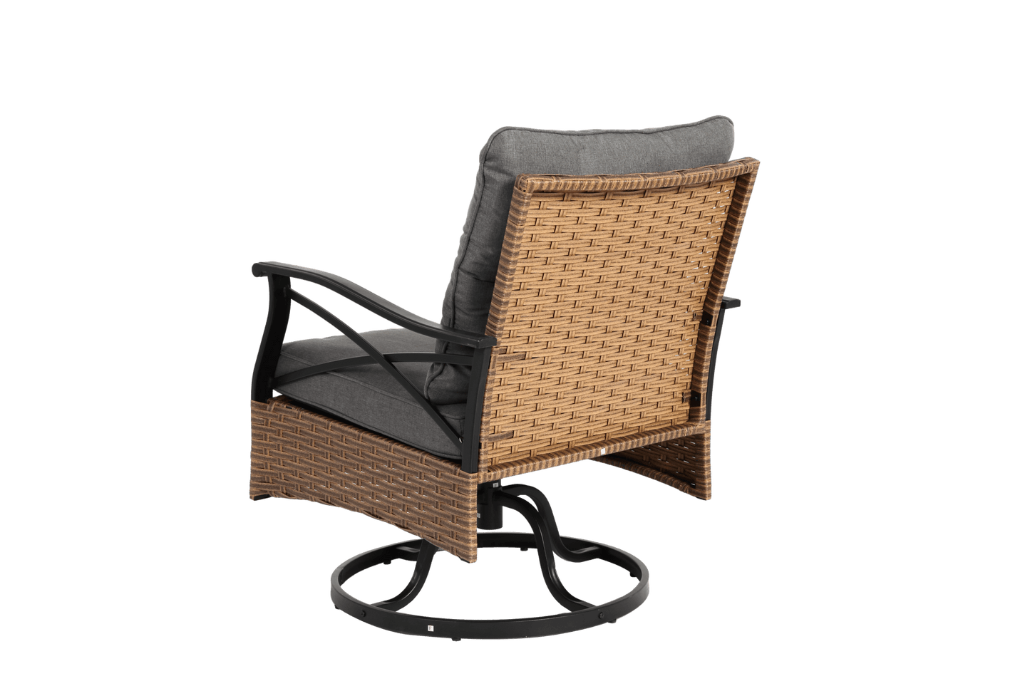 Outdoor Swivel Rocker Chairs Set 3 Piece with 1 Table and 2 Rocking & Swivel Chairs Support 350lbs Brown Wicker Outdoor Furniture Patio Conversation Set - 1st Choice Furniture Direct