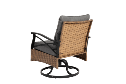 Outdoor Swivel Rocker Chairs Set 3 Piece with 1 Table and 2 Rocking & Swivel Chairs Support 350lbs Brown Wicker Outdoor Furniture Patio Conversation Set - 1st Choice Furniture Direct
