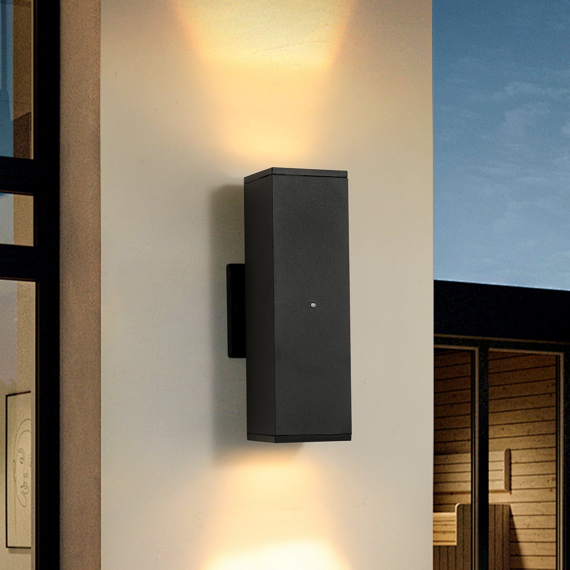 Outdoor Wall Light Fixture,Exterior Lighting Fixtures,Dusk to Dawn Modern Sconce Lights for Porch Patio Garage Front Door (Black,Square,with Sensor,2PK) - 1st Choice Furniture Direct