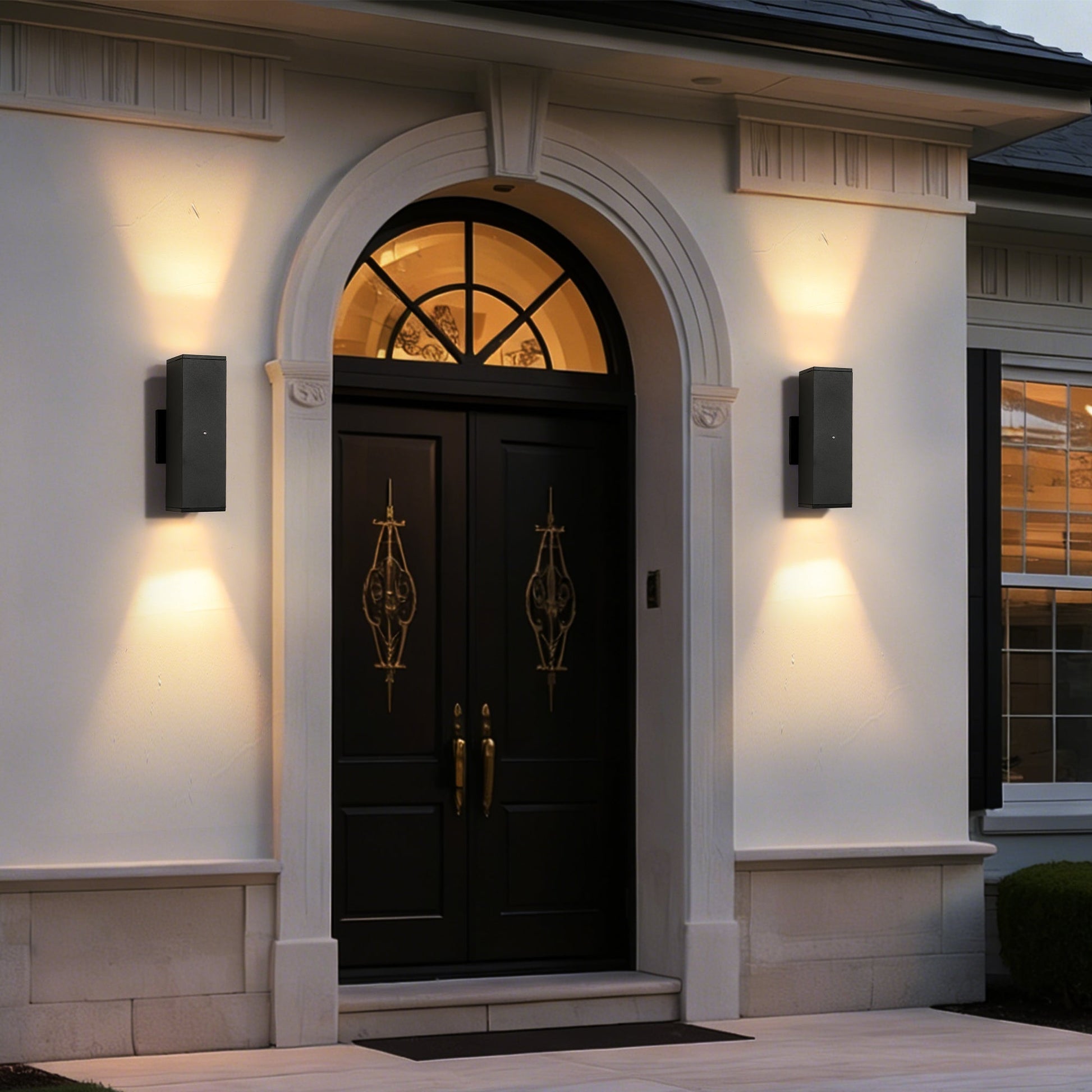 Outdoor Wall Light Fixture,Exterior Lighting Fixtures,Dusk to Dawn Modern Sconce Lights for Porch Patio Garage Front Door (Black,Square,with Sensor,2PK) - 1st Choice Furniture Direct