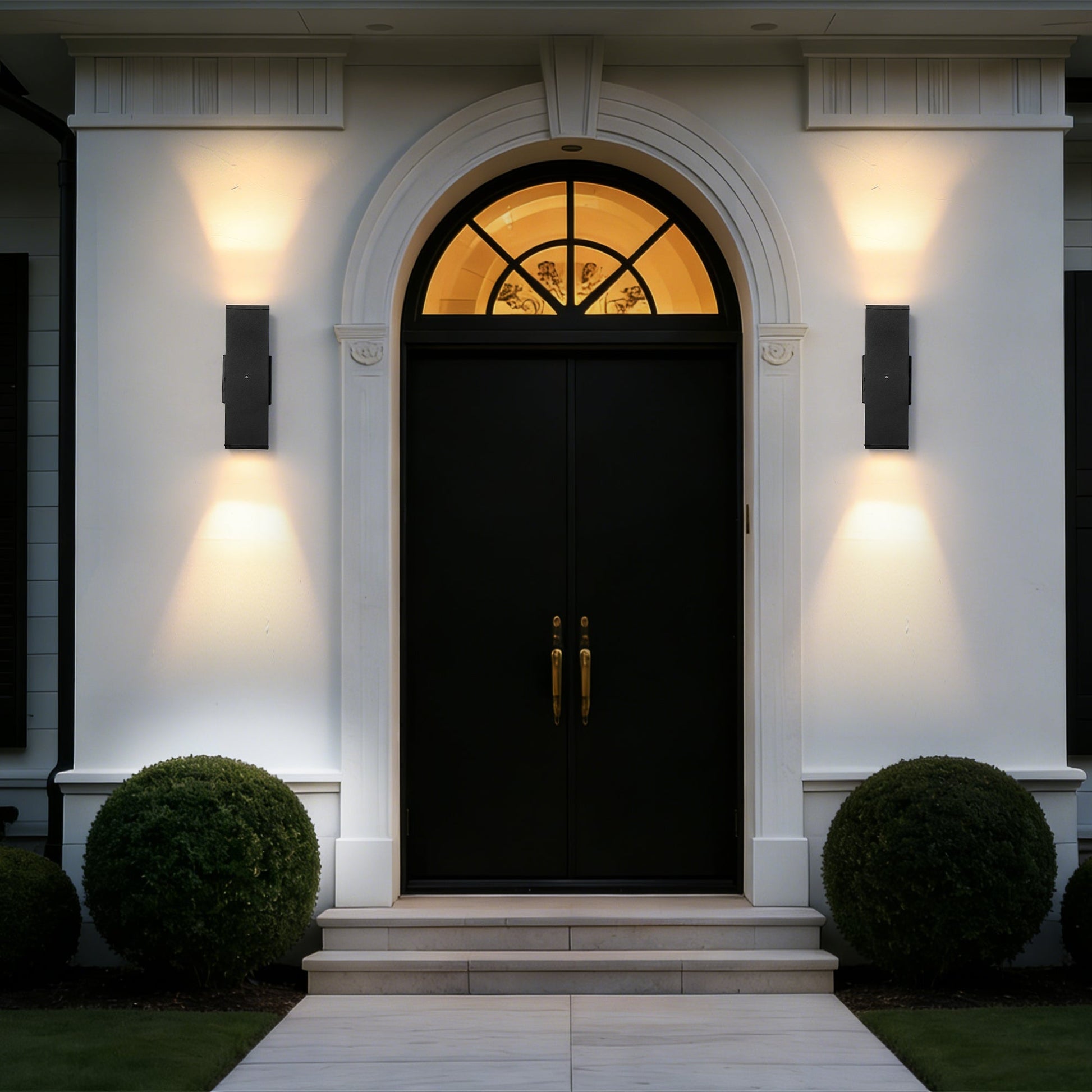 Outdoor Wall Light Fixture,Exterior Lighting Fixtures,Dusk to Dawn Modern Sconce Lights for Porch Patio Garage Front Door (Black,Square,with Sensor,2PK) - 1st Choice Furniture Direct