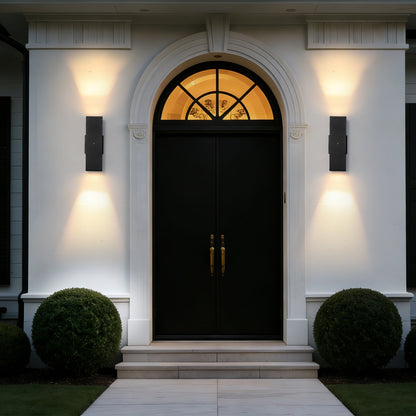 Outdoor Wall Light Fixture,Exterior Lighting Fixtures,Dusk to Dawn Modern Sconce Lights for Porch Patio Garage Front Door (Black,Square,with Sensor,2PK) - 1st Choice Furniture Direct