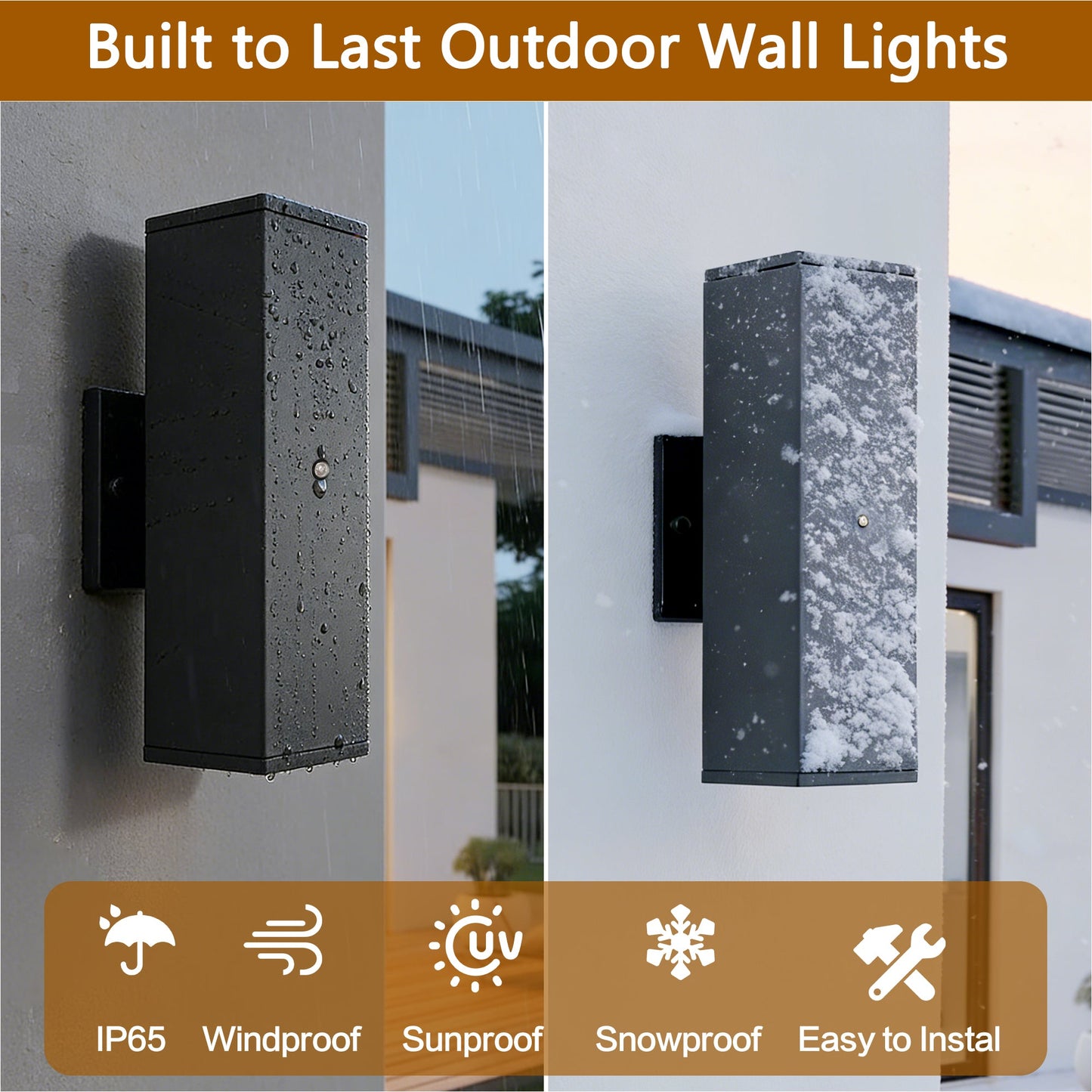 Outdoor Wall Light Fixture,Exterior Lighting Fixtures,Dusk to Dawn Modern Sconce Lights for Porch Patio Garage Front Door (Black,Square,with Sensor,2PK) - 1st Choice Furniture Direct