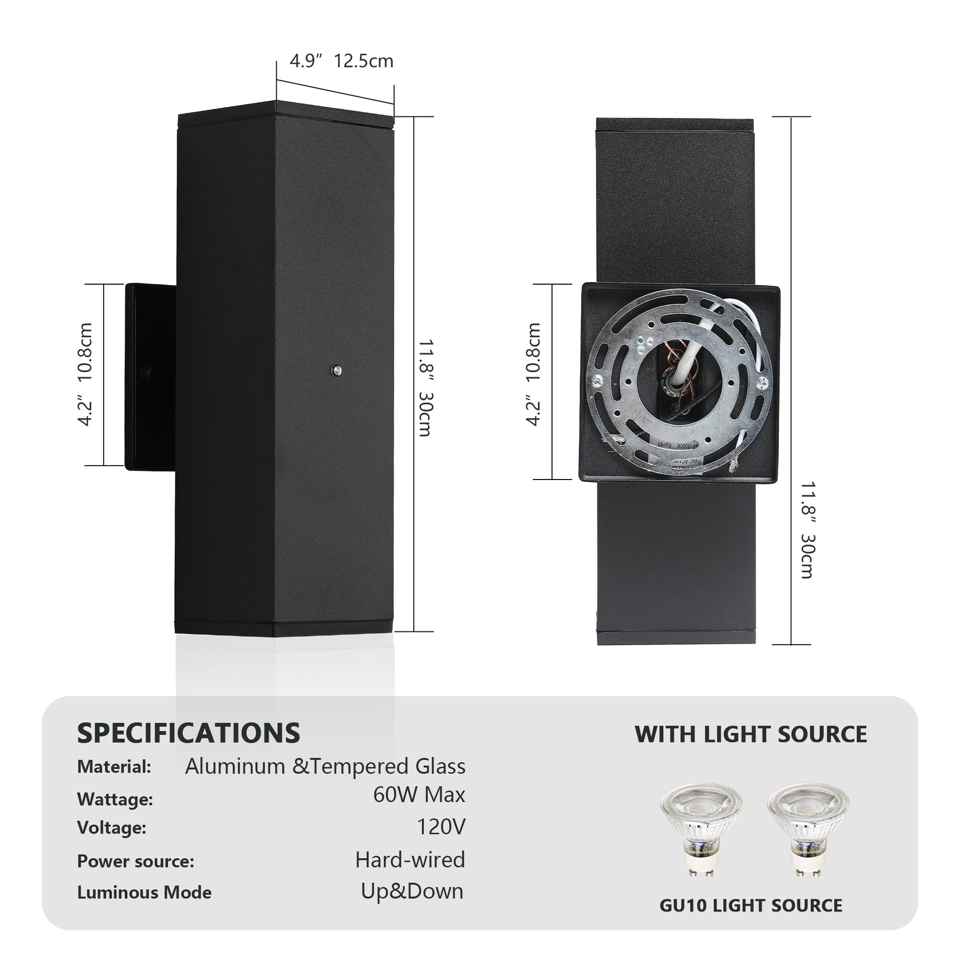 Outdoor Wall Light Fixture,Exterior Lighting Fixtures,Dusk to Dawn Modern Sconce Lights for Porch Patio Garage Front Door (Black,Square,with Sensor,2PK) - 1st Choice Furniture Direct