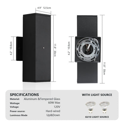 Outdoor Wall Light Fixture,Exterior Lighting Fixtures,Dusk to Dawn Modern Sconce Lights for Porch Patio Garage Front Door (Black,Square,with Sensor,2PK) - 1st Choice Furniture Direct