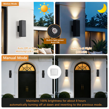 Outdoor Wall Light Fixture,Exterior Lighting Fixtures,Dusk to Dawn Modern Sconce Lights for Porch Patio Garage Front Door (Black,Square,with Sensor,2PK) - 1st Choice Furniture Direct