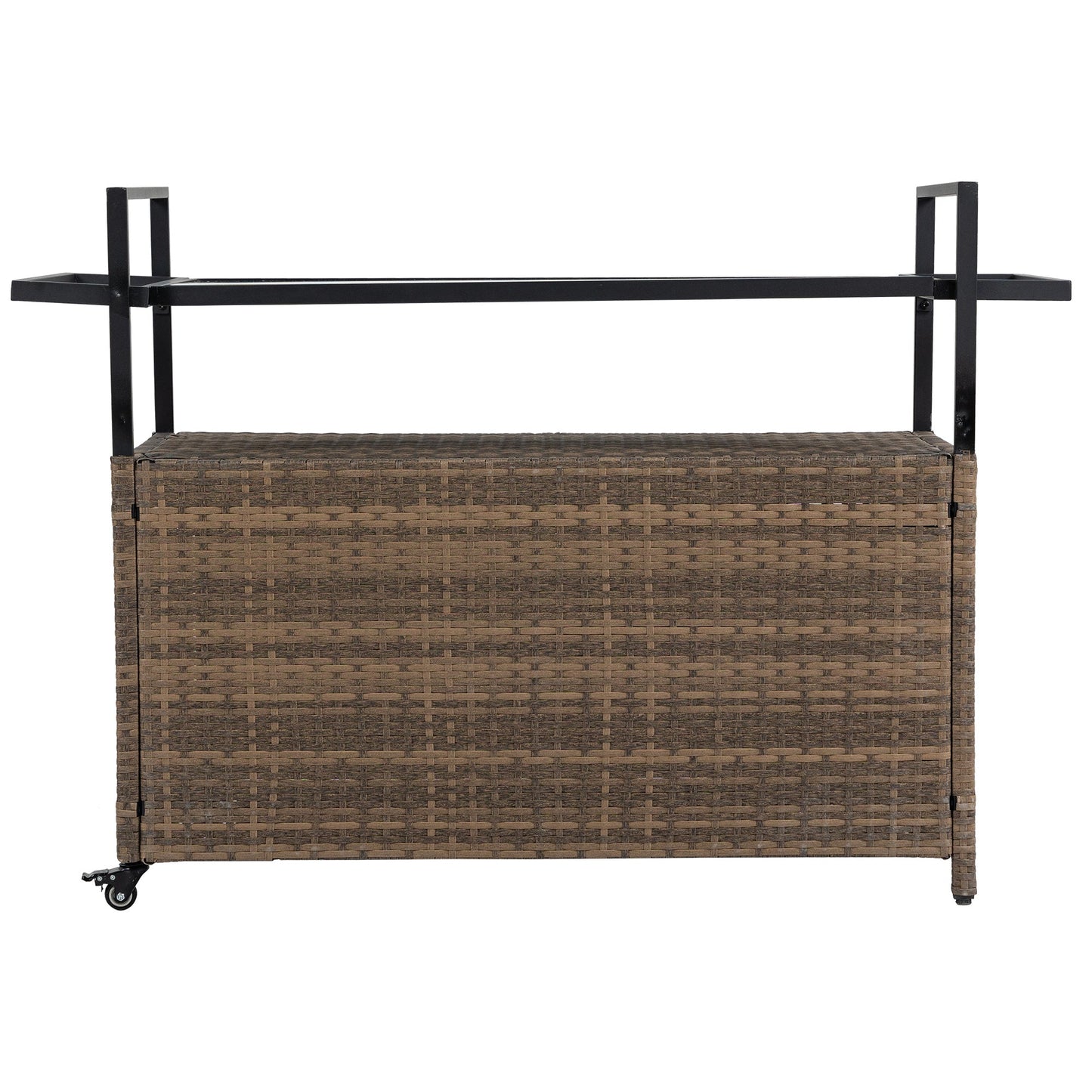 Outdoor Wicker Bar Cart with Ice Bucket & Wheels - 1st Choice Furniture Direct