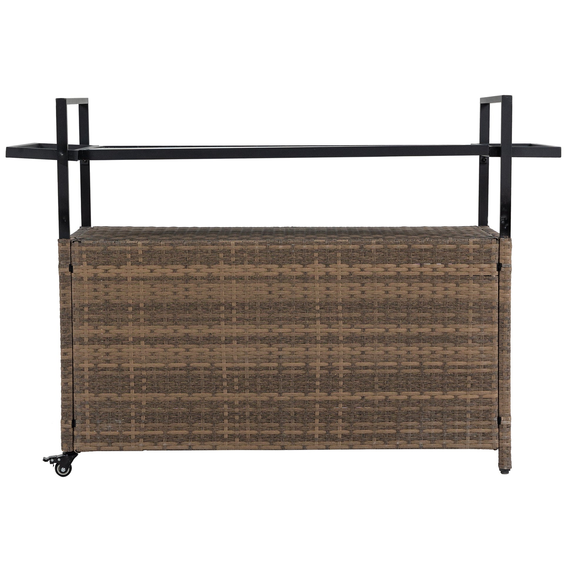 Outdoor Wicker Bar Cart with Ice Bucket & Wheels - 1st Choice Furniture Direct