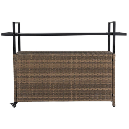 Outdoor Wicker Bar Cart with Ice Bucket & Wheels - 1st Choice Furniture Direct