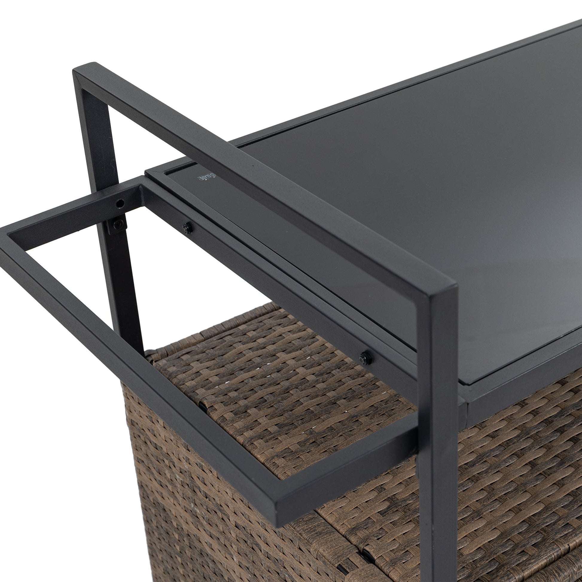Outdoor Wicker Bar Cart with Ice Bucket & Wheels - 1st Choice Furniture Direct
