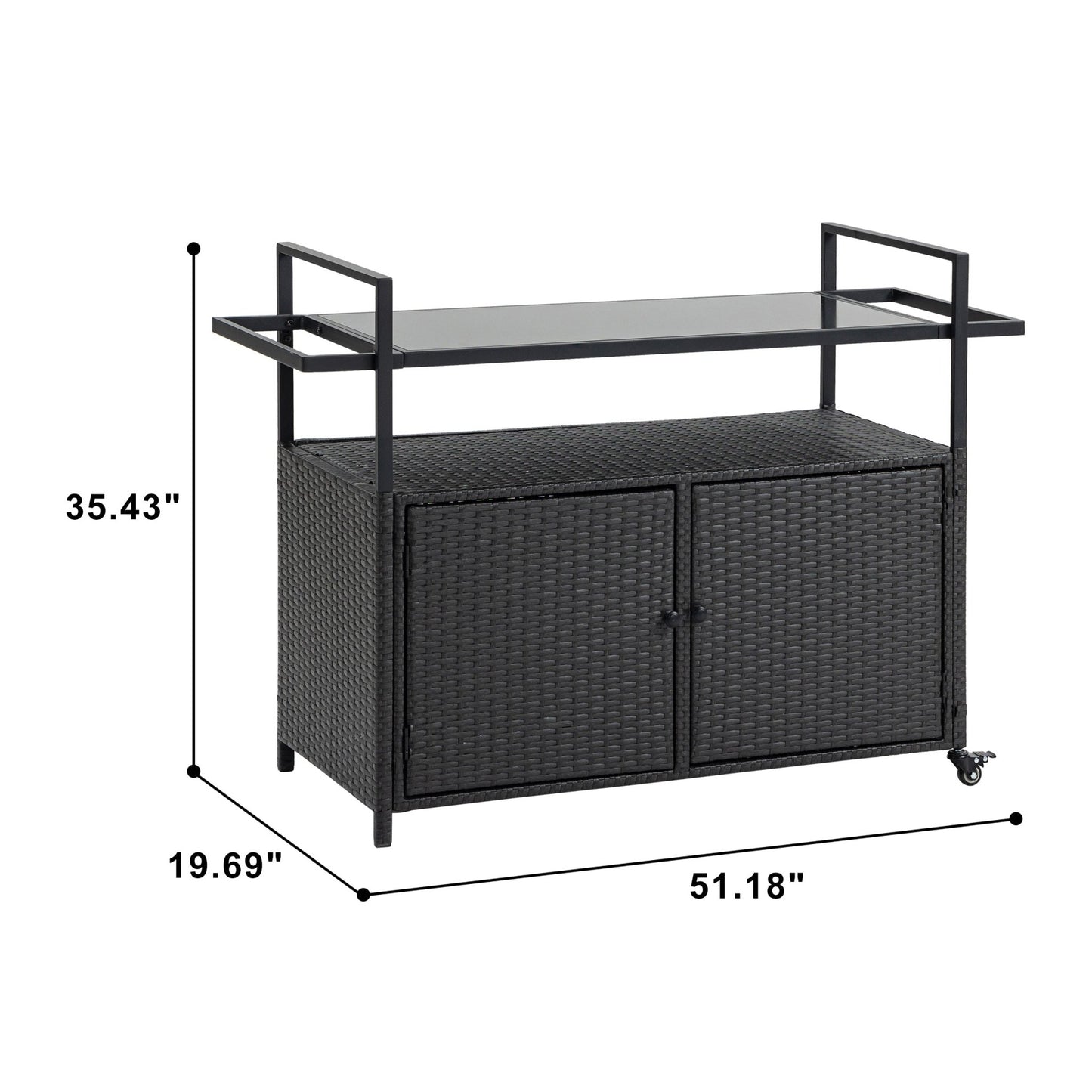 Outdoor Wicker Bar Cart with Ice Bucket & Wheels - 1st Choice Furniture Direct