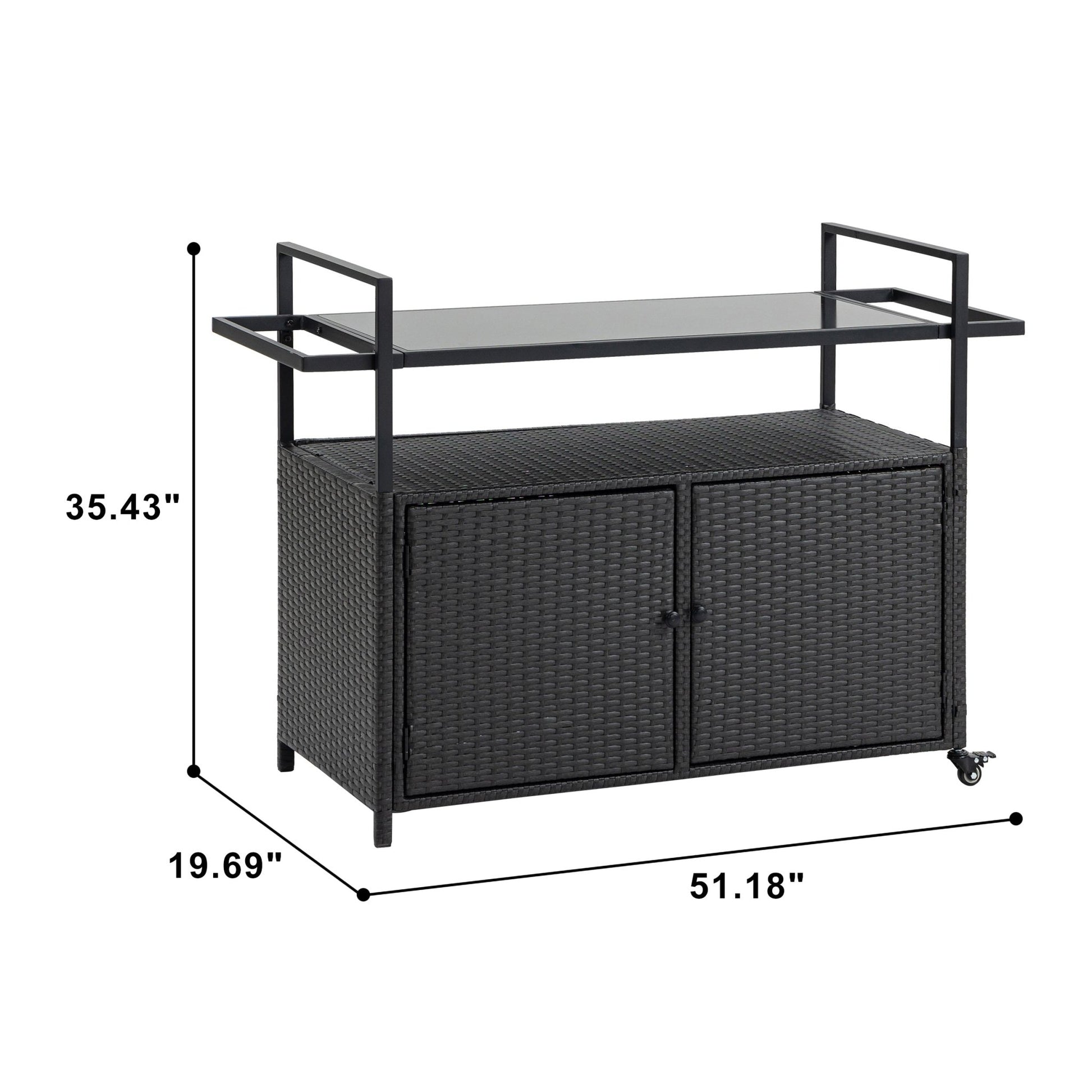 Outdoor Wicker Bar Cart with Ice Bucket & Wheels - 1st Choice Furniture Direct