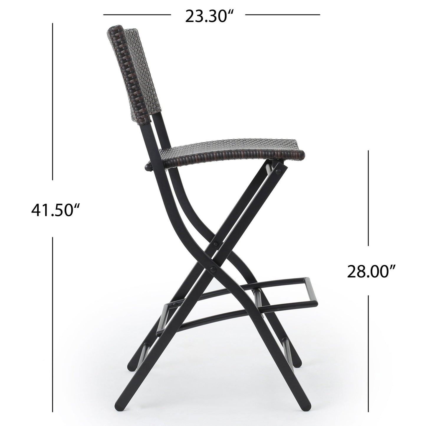 Outdoor Wicker Bar Stools Set of 2 | Foldable Patio Bar Chairs with Rattan & Iron Frame - 1st Choice Furniture Direct