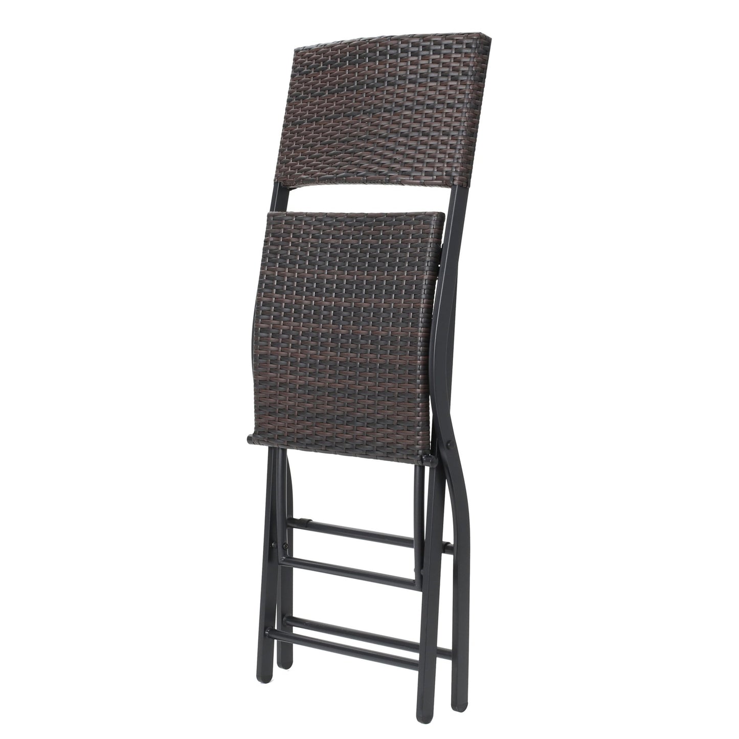 Outdoor Wicker Bar Stools Set of 2 | Foldable Patio Bar Chairs with Rattan & Iron Frame - 1st Choice Furniture Direct