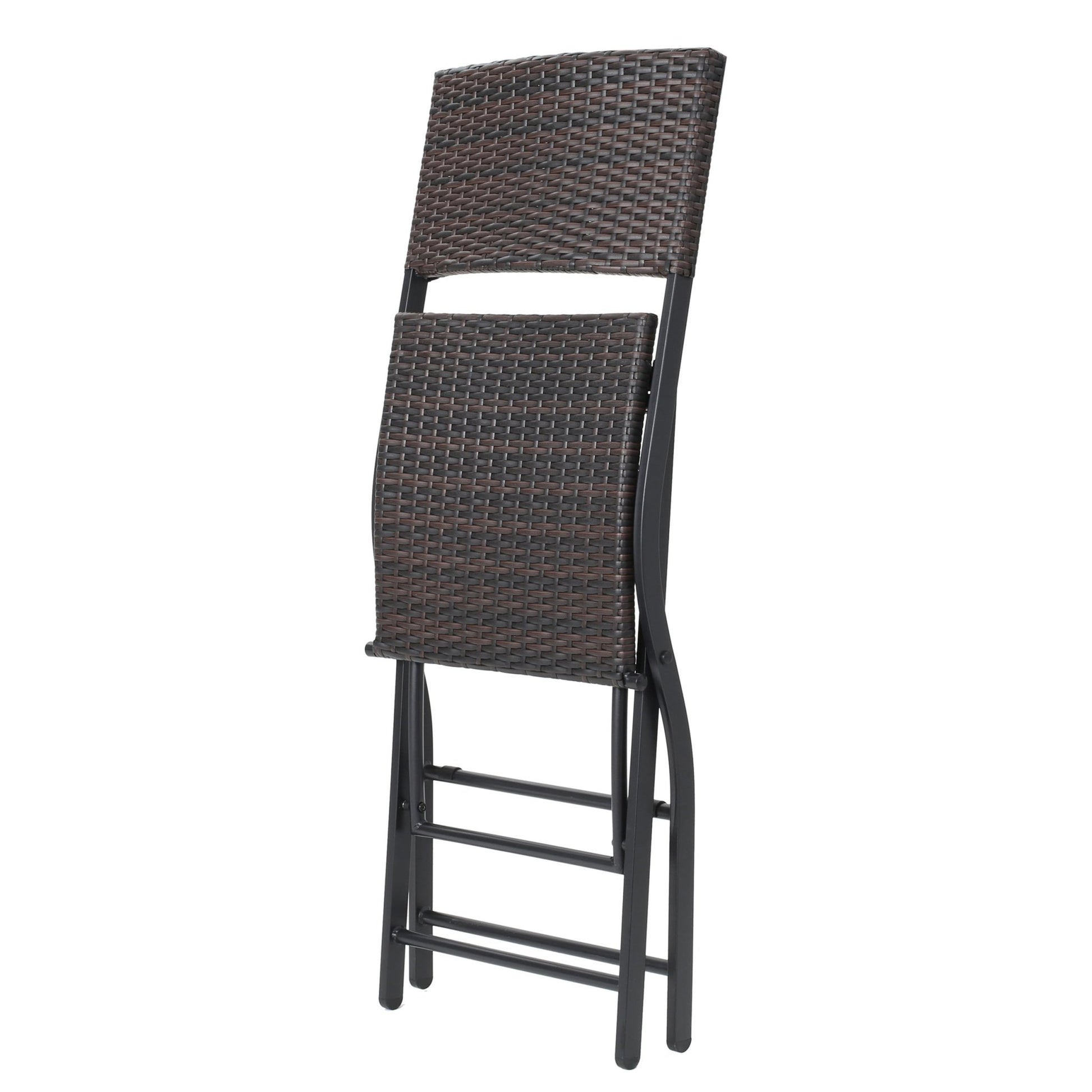 Outdoor Wicker Bar Stools Set of 2 | Foldable Patio Bar Chairs with Rattan & Iron Frame - 1st Choice Furniture Direct