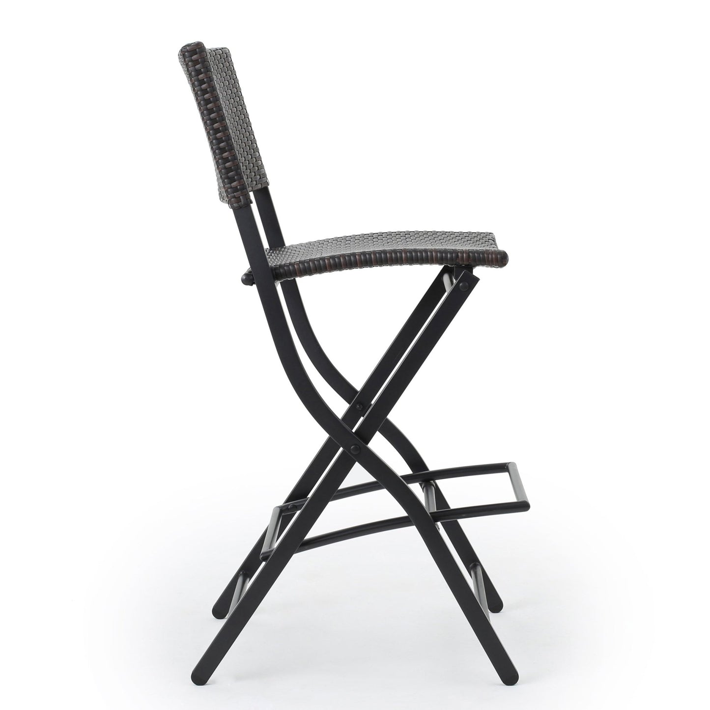 Outdoor Wicker Bar Stools Set of 2 | Foldable Patio Bar Chairs with Rattan & Iron Frame - 1st Choice Furniture Direct