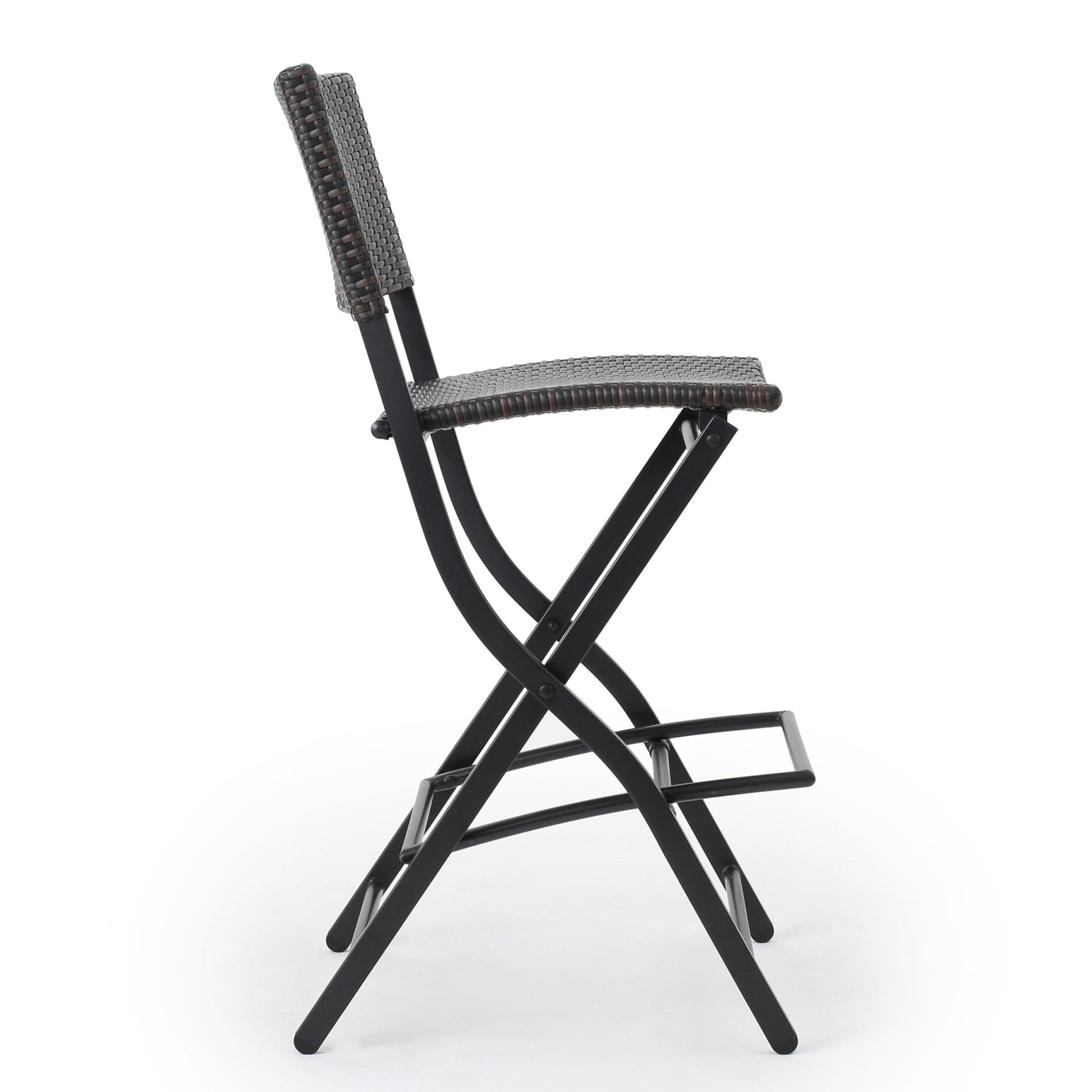 Outdoor Wicker Bar Stools Set of 2 | Foldable Patio Bar Chairs with Rattan & Iron Frame - 1st Choice Furniture Direct