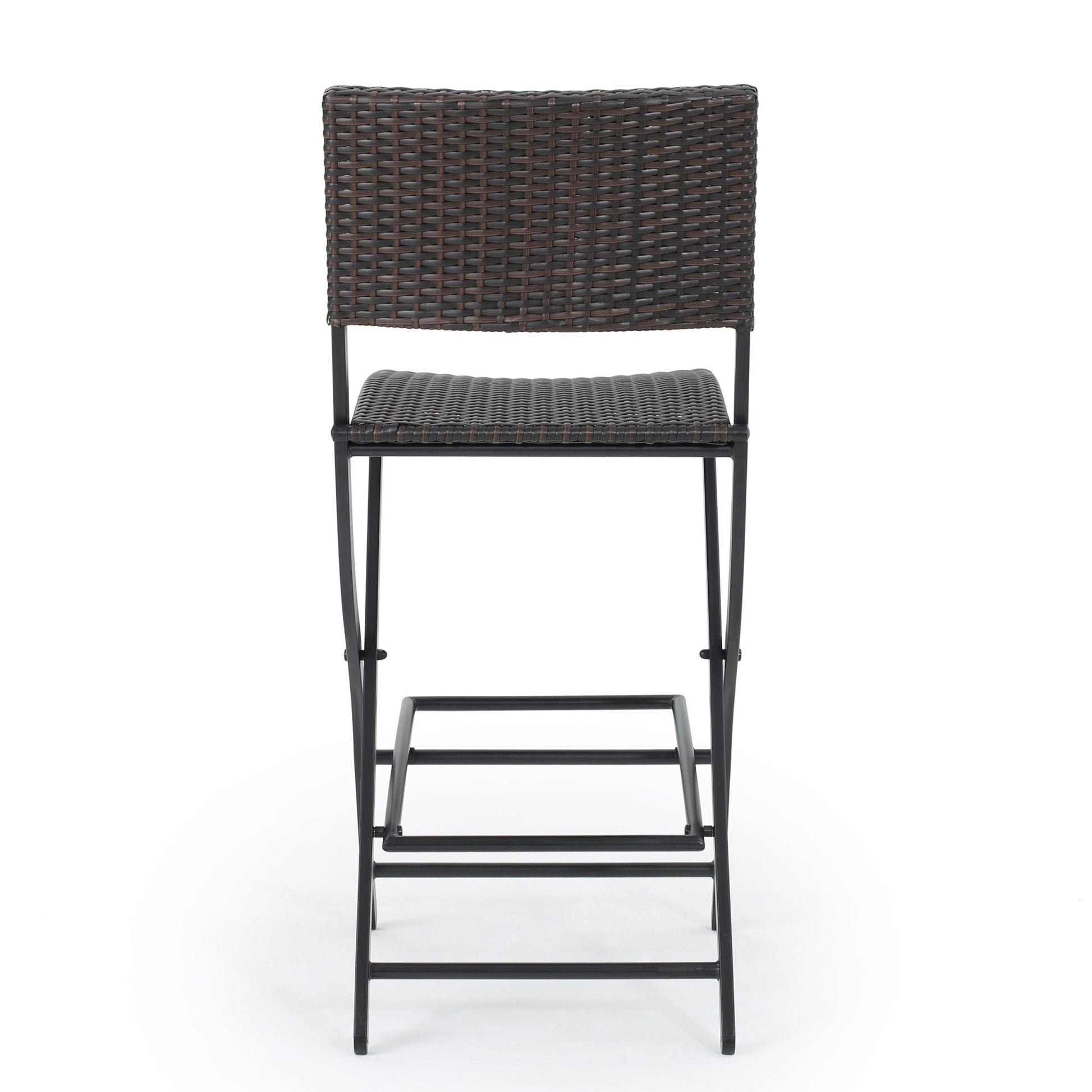 Outdoor Wicker Bar Stools Set of 2 | Foldable Patio Bar Chairs with Rattan & Iron Frame - 1st Choice Furniture Direct