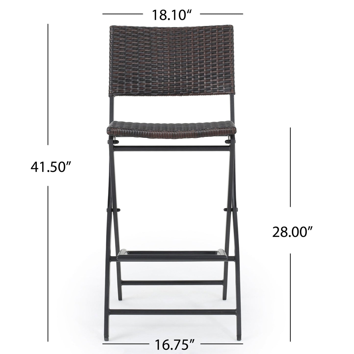 Outdoor Wicker Bar Stools Set of 2 | Foldable Patio Bar Chairs with Rattan & Iron Frame - 1st Choice Furniture Direct