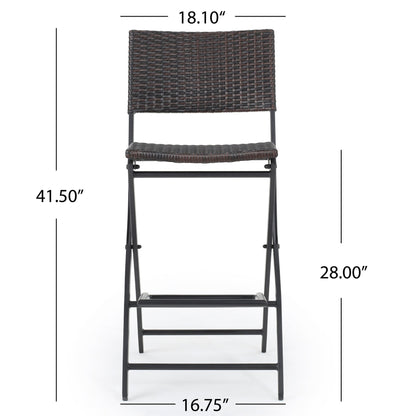 Outdoor Wicker Bar Stools Set of 2 | Foldable Patio Bar Chairs with Rattan & Iron Frame - 1st Choice Furniture Direct