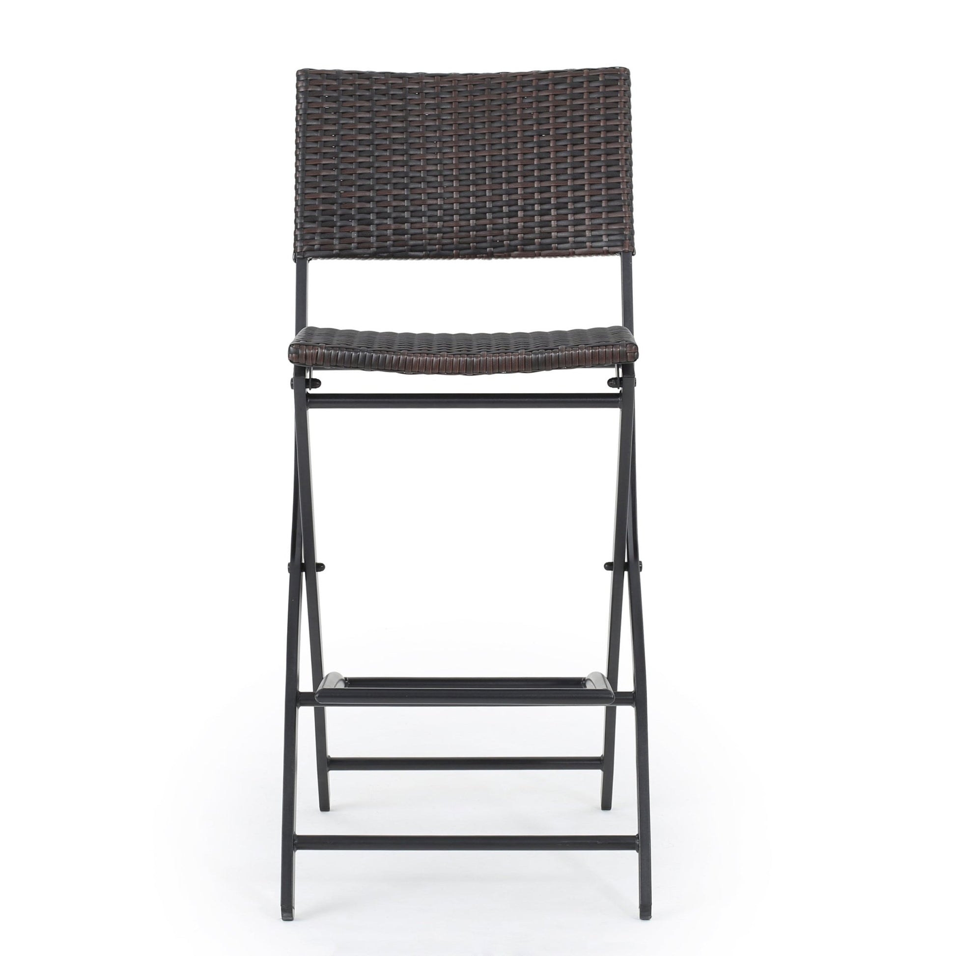 Outdoor Wicker Bar Stools Set of 2 | Foldable Patio Bar Chairs with Rattan & Iron Frame - 1st Choice Furniture Direct