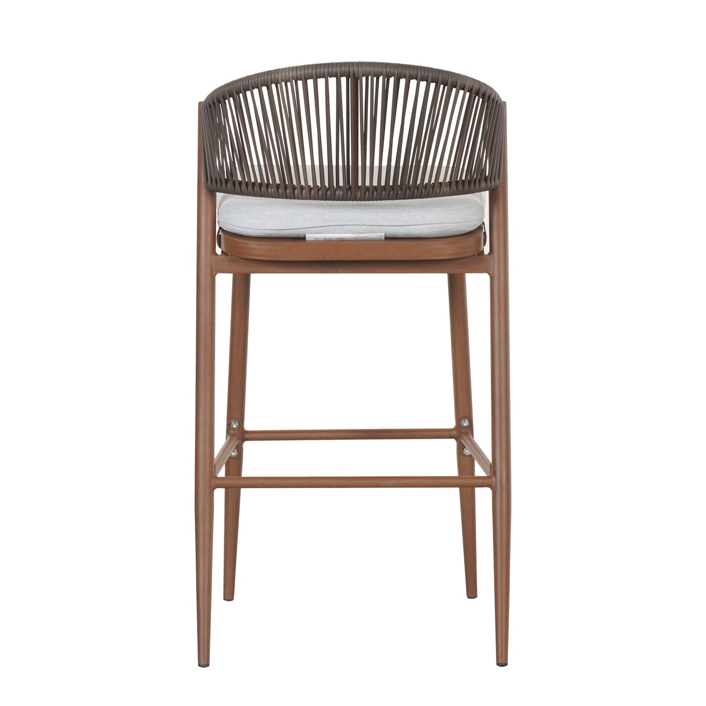 Outdoor Wicker Bar Stools Set of 2 – Teak Finish Aluminum Patio Chairs with Cushions - 1st Choice Furniture Direct