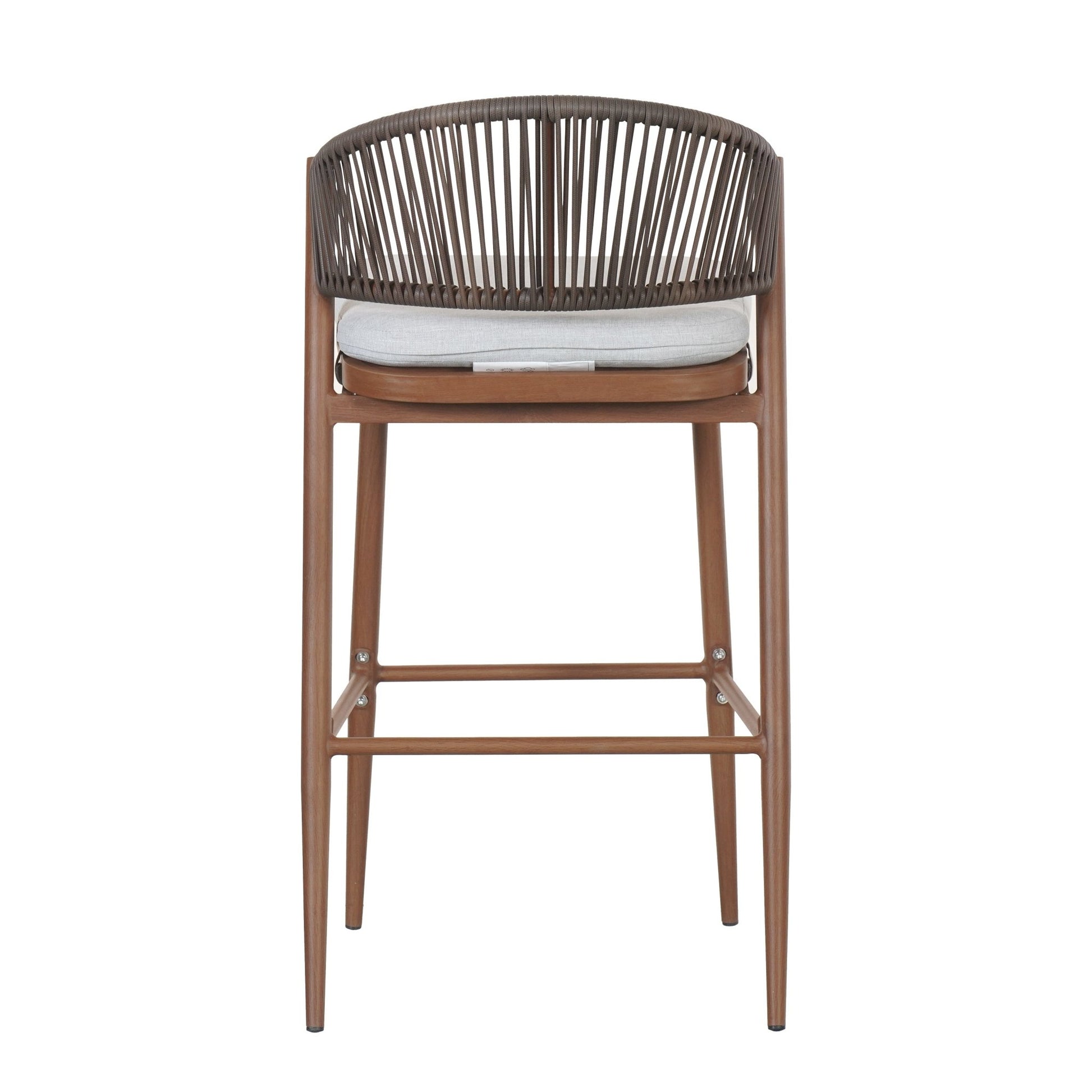 Outdoor Wicker Bar Stools Set of 2 – Teak Finish Aluminum Patio Chairs with Cushions - 1st Choice Furniture Direct