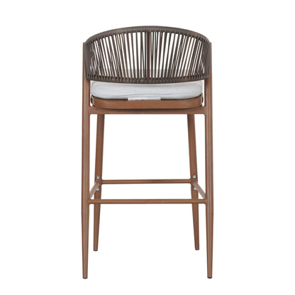 Outdoor Wicker Bar Stools Set of 2 – Teak Finish Aluminum Patio Chairs with Cushions - 1st Choice Furniture Direct