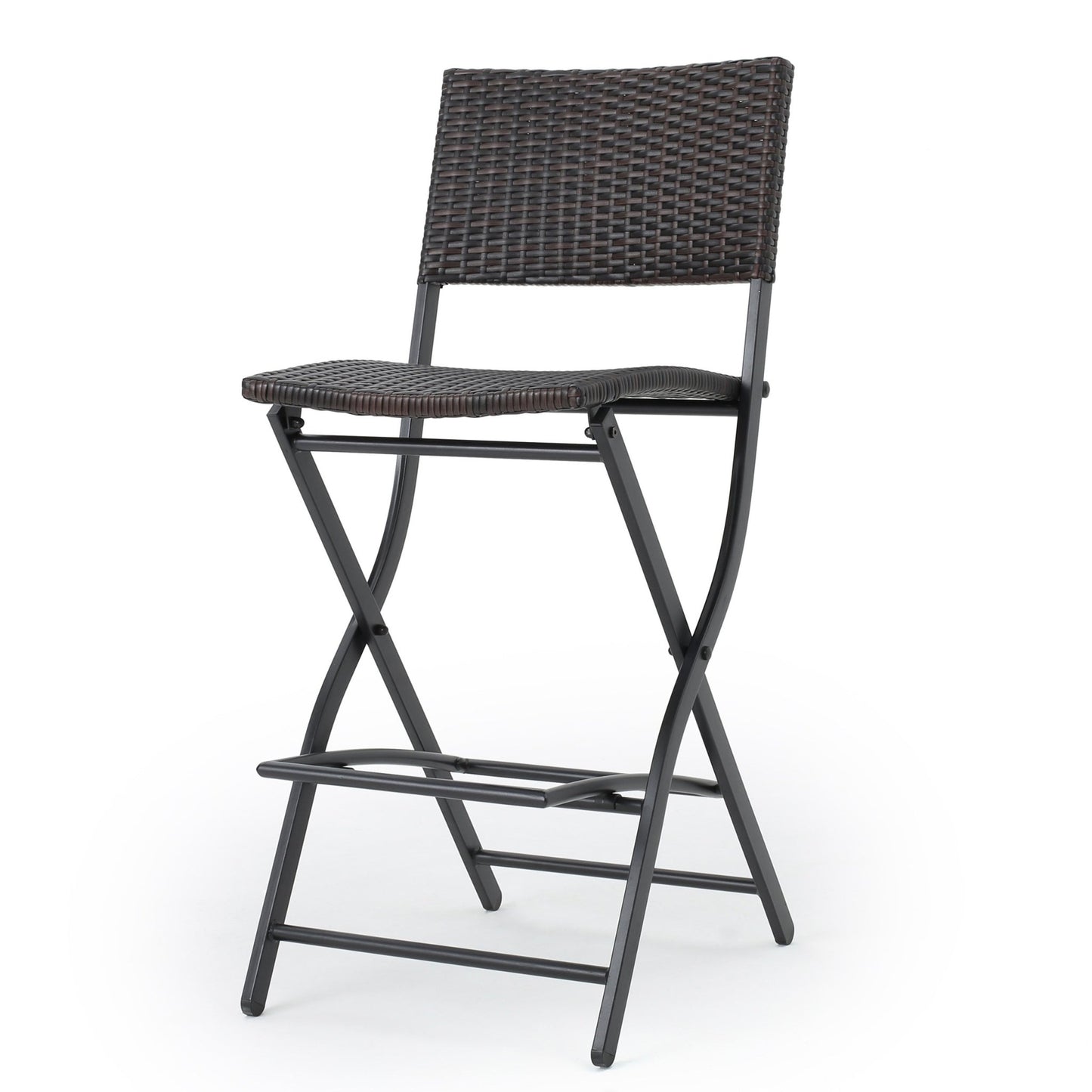 Outdoor Wicker Barstools Faux Rattan Patio Bar Stools Foldable Chair, Multibrown, Set of 2 - 1st Choice Furniture Direct