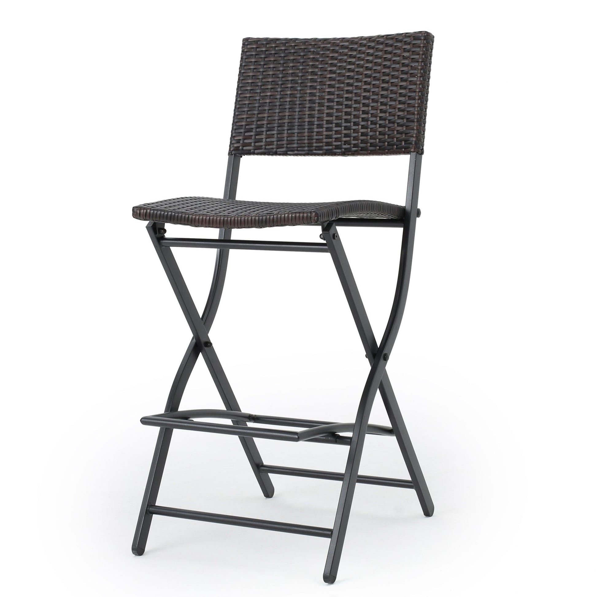 Outdoor Wicker Barstools Faux Rattan Patio Bar Stools Foldable Chair, Multibrown, Set of 2 - 1st Choice Furniture Direct